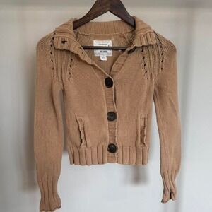 GAP Girsl Tan Cardigan with Button Up Front Size Small 6/7 Vintage 90s Spring
